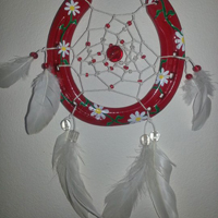 RedwithWhiteDaisiesDreamCatcher
